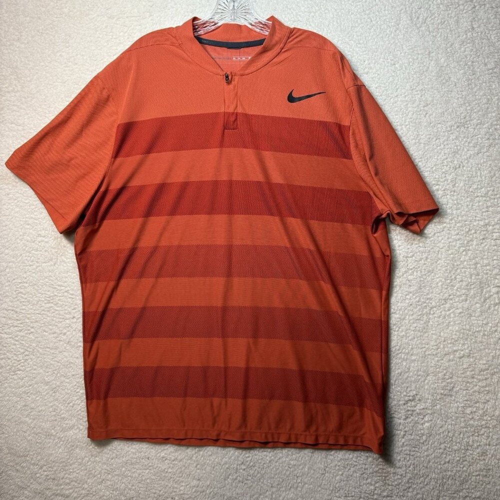 Nike Tiger Woods Collection Shirt Mens XXL Striped Golf‎ Dri-FIT Zip Up